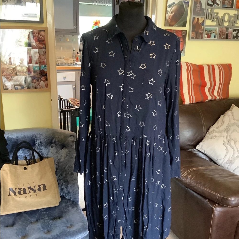 Navy Star Print Women's Dress